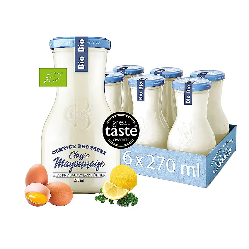 Curtice Brothers Bio Mayonnaise im 6er-Pack - Great Taste Award Gewinner 2020 - Organic Mayo aus Bio-Eiern – 6x 300 g