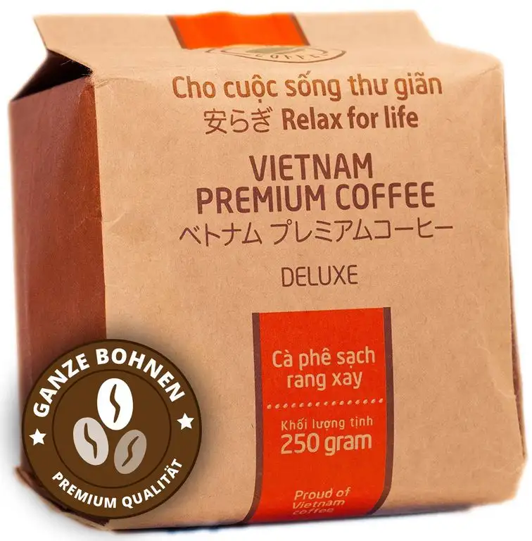 VietBeans Hello5 Deluxe – Hochwertige Kaffeebohnen aus Buôn Ma Thuột Vietnam – Edles Arabica Aroma mit kräftiger Note - hoher Koffeingehalt - 250g