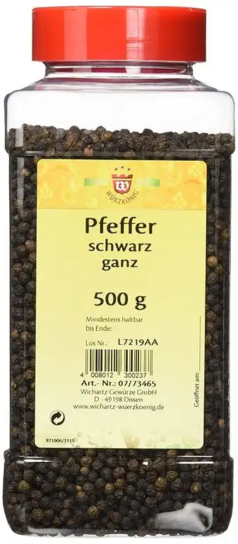 Wichartz Würzkönig Pfeffer schwarz ganz, 2er Pack (2 x 500 g)