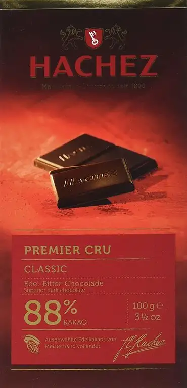 Hachez Cocoa Tafel - 88% Premier Cru Tafel Classicung (1 x 100 g)