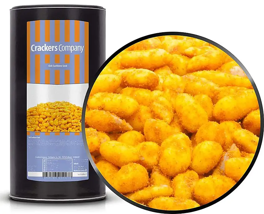 1 x 650g Sonnenblumenkerne leicht gesalzen mit Chili und Kurkuma vegetarisch Premium Qualität vegan laktosefrei glutenfrei fettarm
