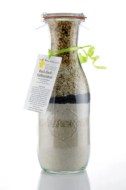 Ruck-Zuck-Vollkornbrot Backmischung im dekorativem 1040ml Weckglas ideal als Geschenk