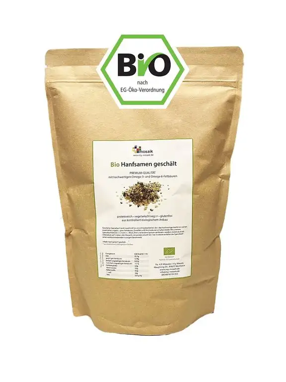 Bio Hanfsamen geschält von my-mosaik aus kontrolliert biologischem Anbau (1000g),vegan, zum Kochen und Backen