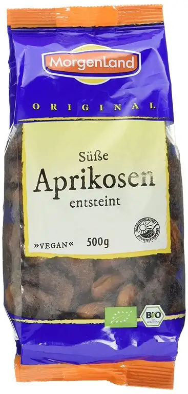 Morgenland Aprikosen süß, ganz Bio Trockenfrüchte, 500 g