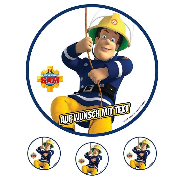Tortenaufleger Fototorte Oblate Tortenbild Geburtstag eßbar Motiv: Feuerwehrmann Sam 11 (Oblatenpapier)
