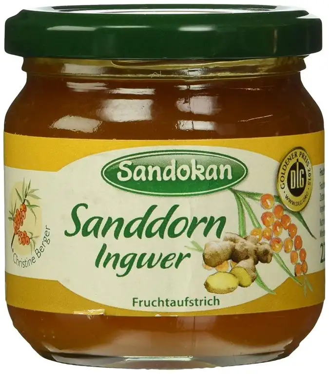 Sandokan Sanddorn-Exotic-Fruchtaufstrich mit Ingwer, 6er Pack (6 x 225 g)