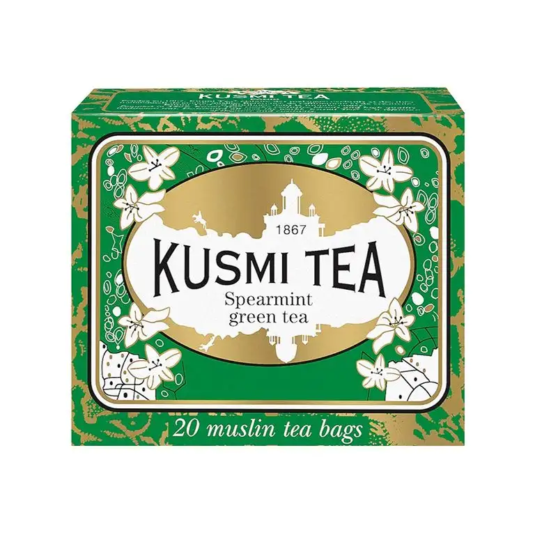 Kusmi Tea Grüner Tee mit Minze - Heiß oder Eisgekühlt Genießen - Traditionell Durstlöschender Tee mit Gunpowder Grüntee und Minzblättern - 20 Musselin Teebeutel