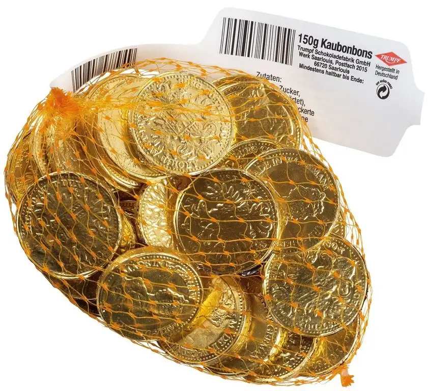 Goldtaler 5 x150g. Netze von Trumpf Kaubonbon mit Schokolade