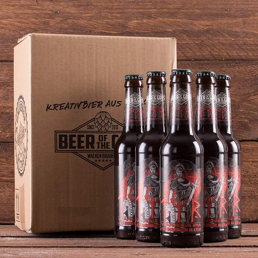 WACKEN BRAUEREI Double India Pale Ale Craft Beer Box 6 x 0,33 l Flasche | TYR | Viking Craftbeer Set Gift for Men | Wikinger Kraft Bier Geschenk für Männer | Party Festival Heavy Metal