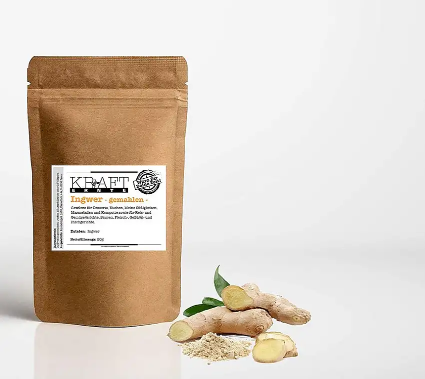 Kraft-Ernte Ingwer gemahlen 50g I Ingwerpulver I Vitaminreich I Würzen I Kochen I Ingwer-Wurzel I Hobby-Koch I Profikoch, Ingwertee, Kraft-Ernte (50g)