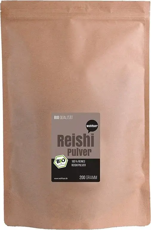 Wohltuer Bio Reishi Pulver | Vitalpilz Pulver für Reishi Tee, Reishi Kaffee oder Reishi Latte 200g aus fairem Handel