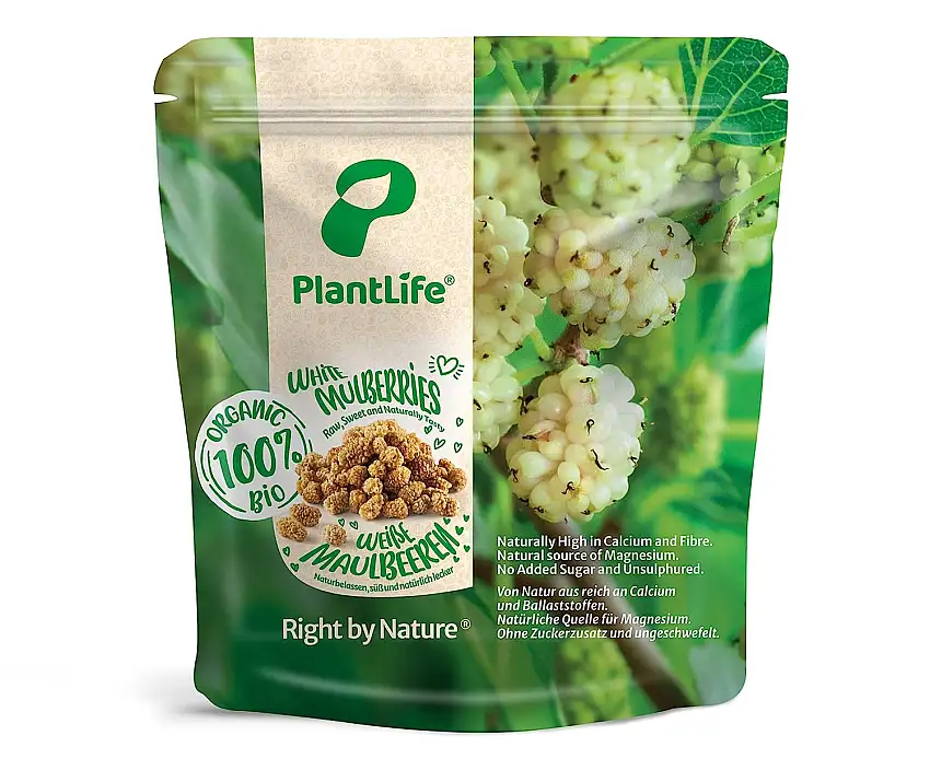 PlantLife BIO Maulbeeren getrocknet 1kg - Rohe, Sonnengetrocknete, Ungezuckerte und Ungeschwefelte Weiße Maulbeeren