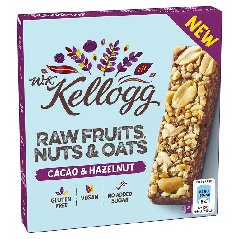 W.K KELLOGG Bar Cacao & Hazelnut | Multipack mit 4 Riegeln je 30g | 120 g