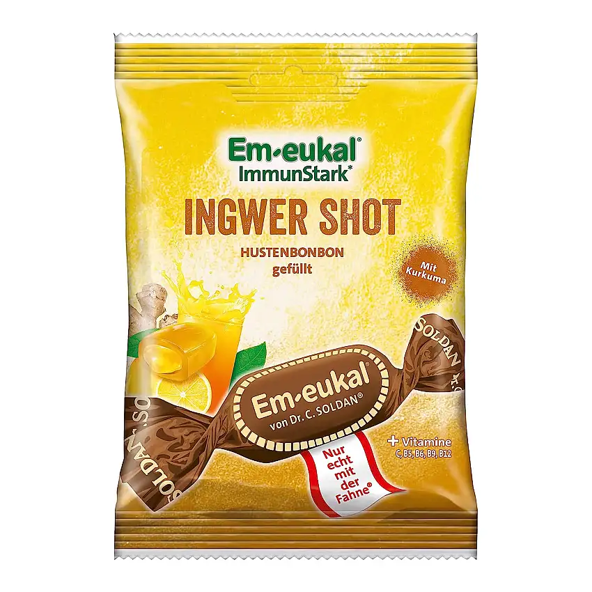 Em-eukal Ingwer Shot Hustenbonbons gefüllt zuckerhaltig, 20er pack (20 x 75g)