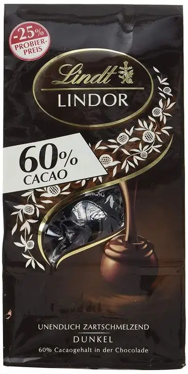 Lindt & Sprüngli Lindor Beutel Dark 60%, Promotion, Edelbitter-Schokolade mit zartschmelzender Füllung, glutenfrei, 6er Pack (6 x 136 g)