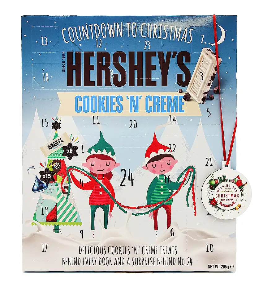 Hershey's Cookies n Creme Adventskalender 2021, 205 g, inklusive Weihnachtskugel