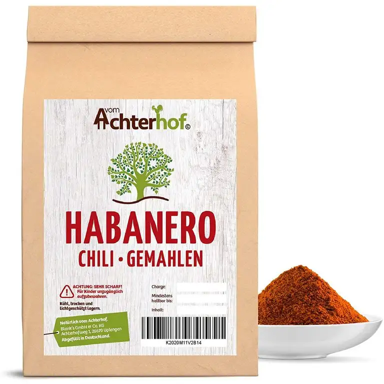 100 g Habanero Chili Pulver EXTREM SCHARF 280-300.000 Scoville Schärfegrad 10 ! Die schärfste Chili der Welt