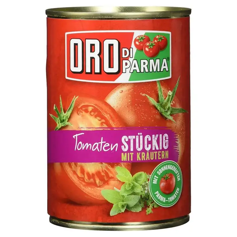 Oro di Parma Geschälte stückige Tomaten mit Kräutern 400g