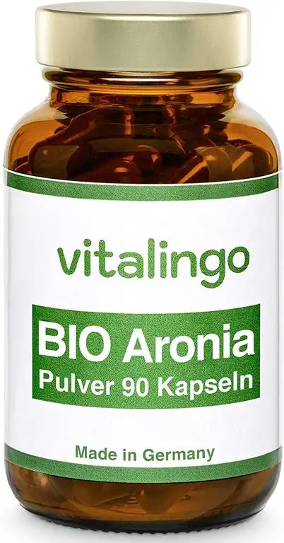 BIO Aronia Beeren Kapseln - 90 Kapseln à 500mg - Je Kapsel 80% Aronia melanocarpa Fruchtpulver