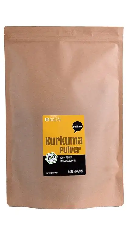 Wohltuer Bio Kurkuma Pulver | Kurkumawurzel gemahlen (500g) Vorratspackung | Bio- & Rohkostqualität