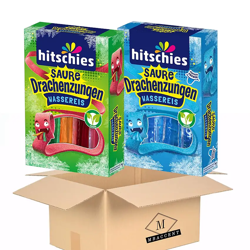 Hitschies Saure Drachenzungen Wassereis Set 1x Wassereis 1x Wassereis Blau Hitschler 2x400ml (800ml) by MBaccent + MBAccent Sticker