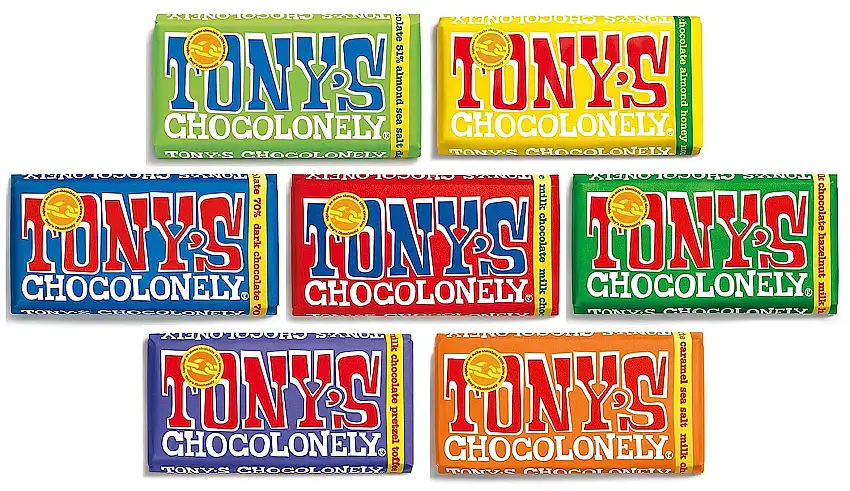Tony's Chocolonely Chocolate 7 x 180g Bars Mixed Case