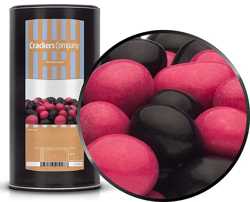 1 x 950g Erdnüsse in Vollmilchschokolade PINK & SCHWARZ vegetarisch