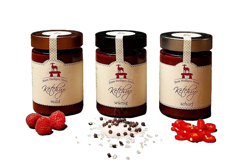 Ketchup - Zum Heiligen Stein, 3er Set, mild, würzig, scharf, 3 x 400g