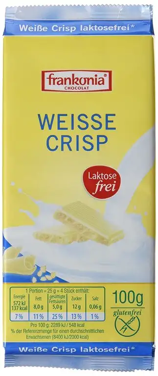Frankonia Schokolade Weisse Crispie, 10er Pack (10 x 100 g)