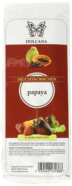 Dolcana Schokofrüchte - Papaya in weißer Schokolade, 1er Pack (1 x 150 g Packung)