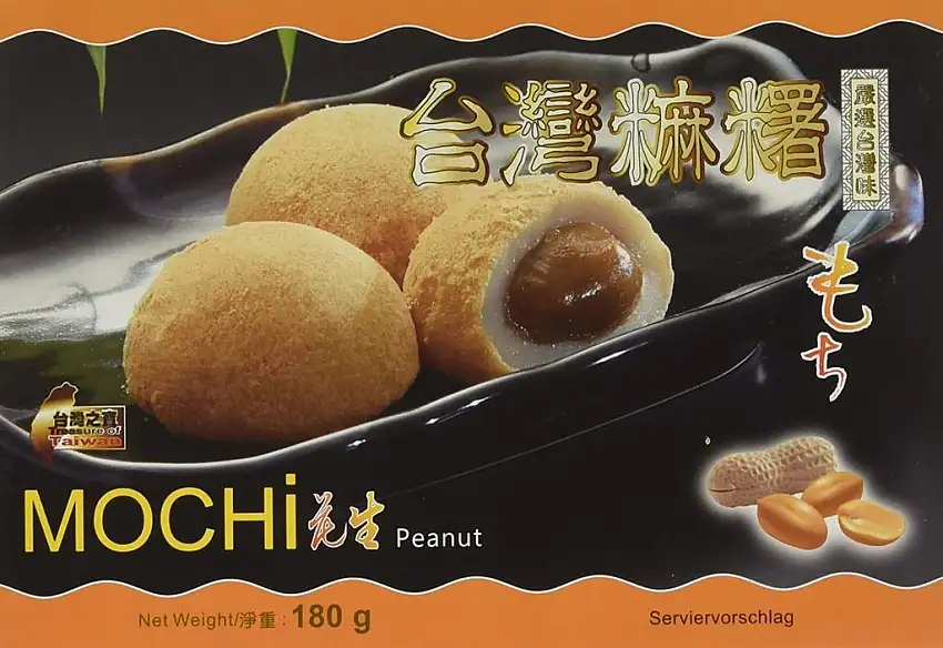 AWON Mochi, Erdnuss, Klebreiskuchen, 4er Pack (4 x 180 g)