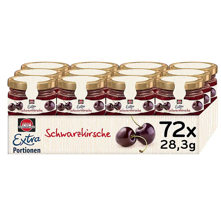 Schwartau Extra Schwarzkirsche, Konfitüre Portionsgläser, 72 x 28,3g