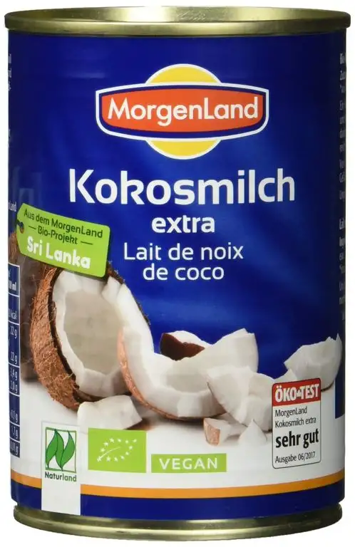 MorgenLand Bio-Kokosmilch extra - Ökotest sehr gut, 6er Pack (6 x 400 ml)