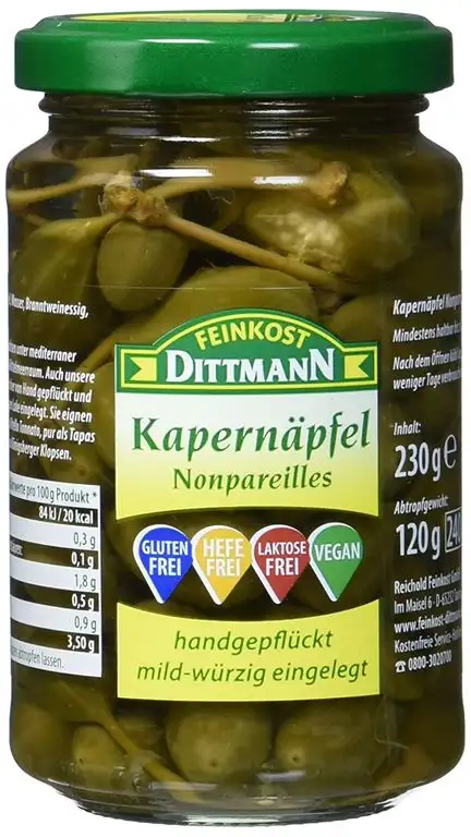 Feinkost Dittmann Kapernäpfel nonpareilles Glas, 3er Pack (3 x 230 g)