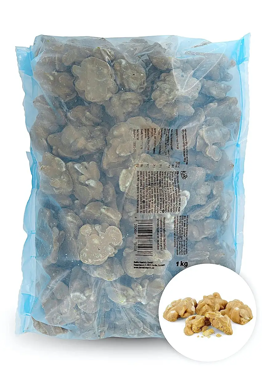 KoRo - Erdnuss Karamell Cluster 1 kg - Belgische Karamellschokolade - Knackig geröstete Erdnüsse - Mit Meersalz verfeinert