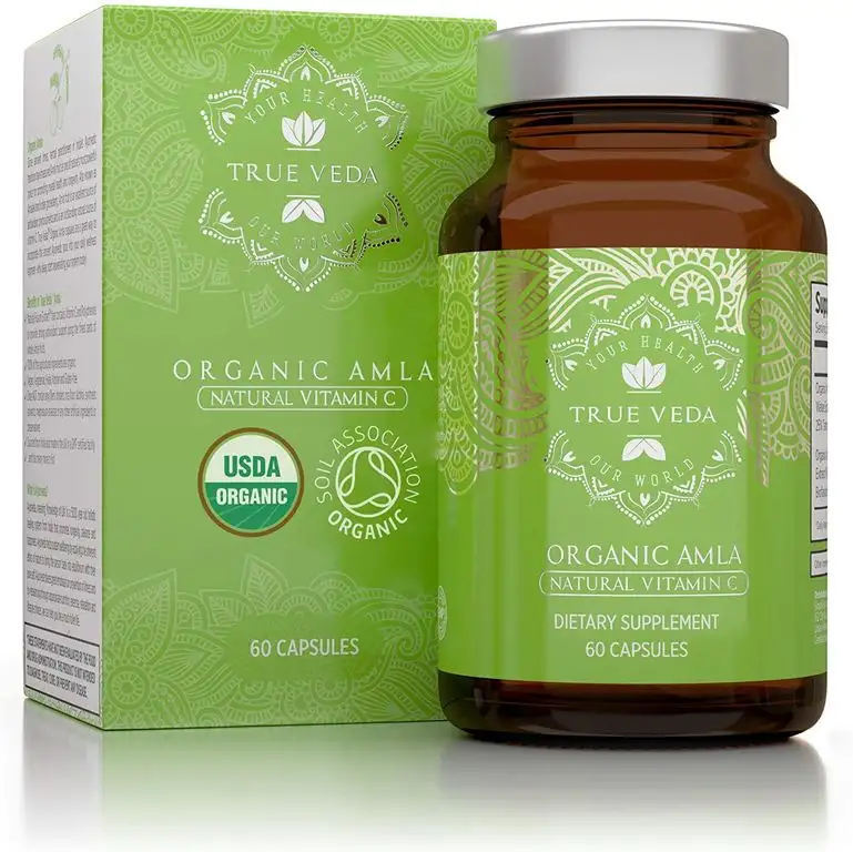 Bio Amla Vitamin C Kapseln – Bio-Siegel | Kraftvolle Natürliche Quelle an Vitamin C | Ayurveda | Superfood | 60 Vegetarische Pillen Einfach zu Schlucken