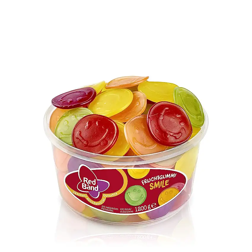 Red Band Fruchtgummi Smile - Großpackung: 1x1200g Dose - Weingummi - Fruchtgeschmack - Fünf und Geschmacksrichtungen - Holländische Qualität