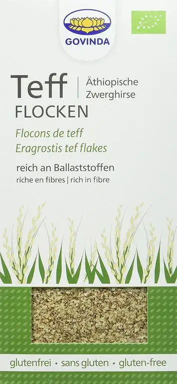 GOVINDA Teff-Flocken, 3er Pack (3 x 300 g Karton) - Bio