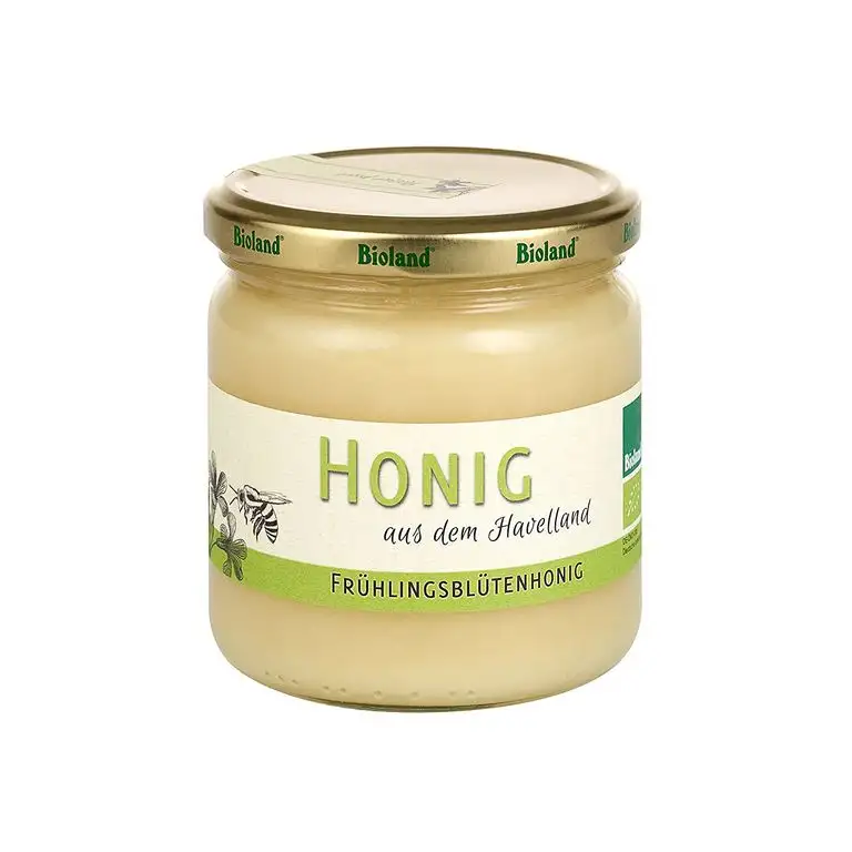 Blütenhonig Frühlingsblüte, cremig und mild, Bio Honig 500g, aus dem Havelland, streichzart, ungefilterter und unbehandelter Blütenhonig