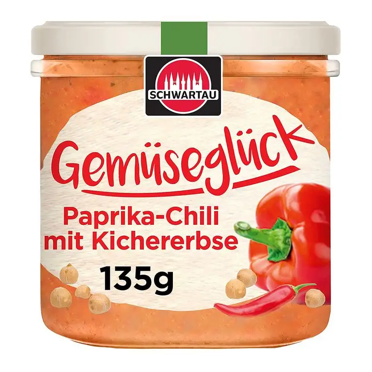 Schwartau Gemüseglück Paprika-Chili mit Kichererbse, veganer Brotaufstrich, BIO, 6er Pack (6 x 135g)