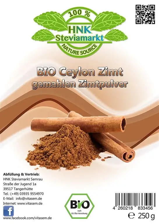 Bio Zimt - echter Ceylon gemahlen zum Kochen und Backen - Gewürz in der Küche - vielseitig zum Verfeinern 1er Pack (1 x 250g)