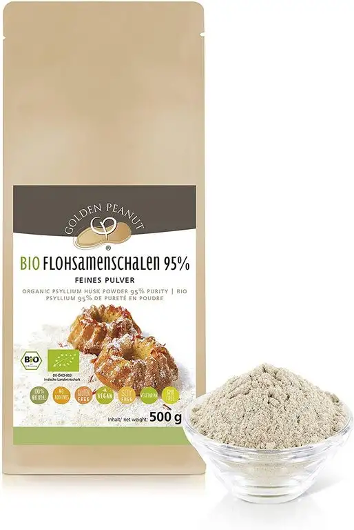 BIO Flohsamenschalen Pulver 95%, fein gemahlen 500g Beutel, extra weiß, keimreduziert, aus frischer Ernte und ausgewählten Anbaugebieten in Indien