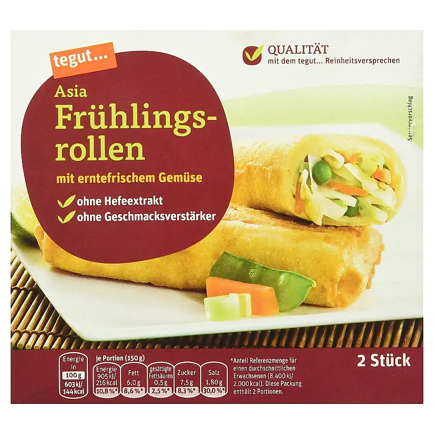 tegut... Asia Frühlingsrollen 2 Stück, 1 x 300 g (Tiefgefroren)