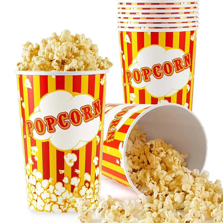 Stock Your Home Popcorn-Eimer im Vintage-Stil, fettdicht, Einweg-Popcornbehälter für Kinos, Freizeitparks, Zirkus, Konzessionsstände, Themenpartys, 25 Stück