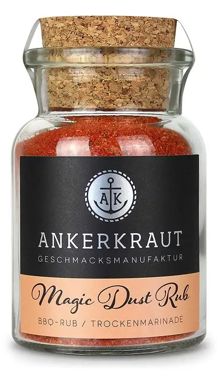 Ankerkraut Magic Dust, BBQ-Rub, Marinade für Fleisch, Gewürzmischung zum Grillen, 100g Korkenglas