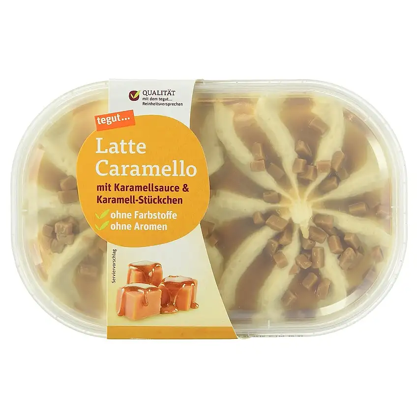 tegut... Karamell - Eiscreme, Latte Caramello, mit Karamellsauce und Stückchen, 1 x 900 ml (Tiefgefroren)