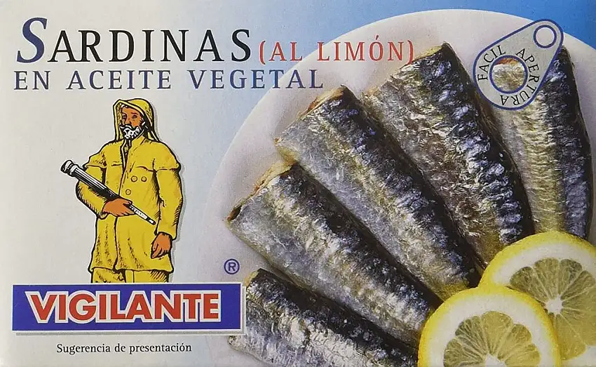 Sardinen in Pflanzenöl mit Zitrone / Sardinas en aceite vegetal con limón - 0,120 Kg