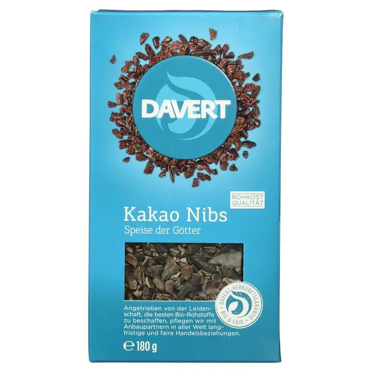 Davert Bio Kakao Nibs, Rohe Kakaobohnen-Stückchen, 180g