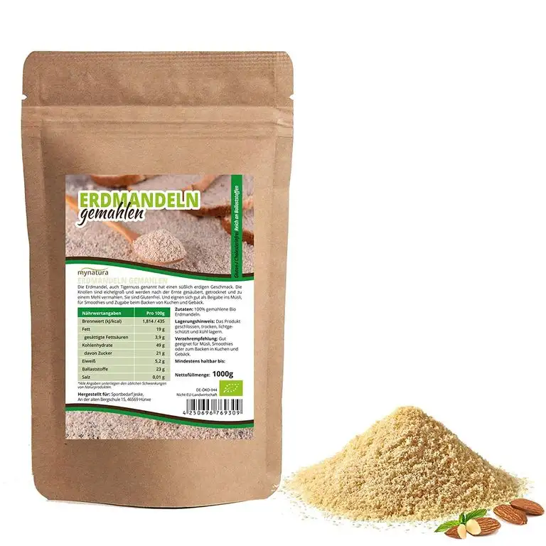 Mynatura Bio Erdmandelmehl 1000g I Erdmandel I Gemahlen I 100% Pflanzlich I Ballaststoffe I Kochen I Backen I Naturprodukt I DE-ÖKO-044 I (1000g)
