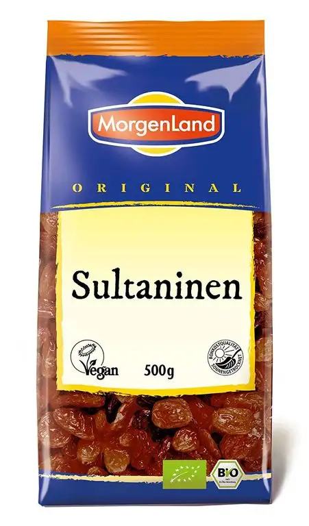 Morgenland Sultaninen, geölt - handverlesen - Bio Trockenfrüchte, 1er Pack (1 x 0.5 kg)